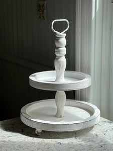 Distressed White Tiered Tray
