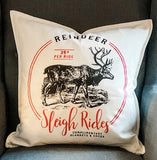 Throw Pillow - Reindeer Sleigh Rides
