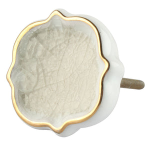 Cream & Gold Ceramic Knob